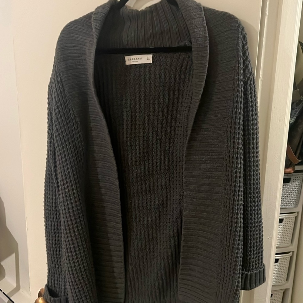Zara knit grey long cardigan